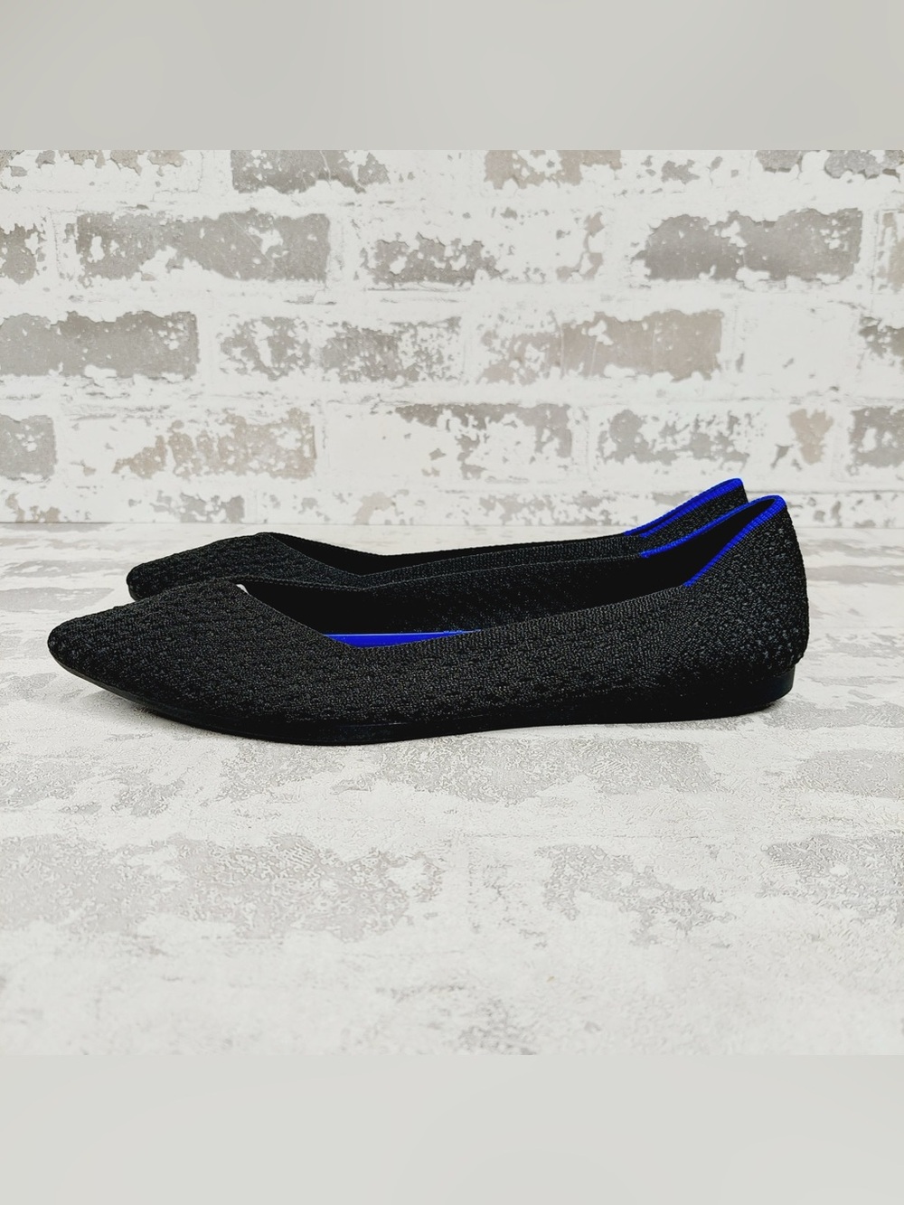 NEW Rothy's The Flat Black Knit Pointy Toe Slip On Loafers E911